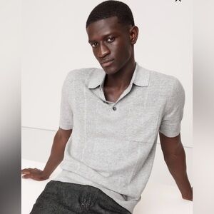 BR Linen Cotton Ribbed Sweater Polo